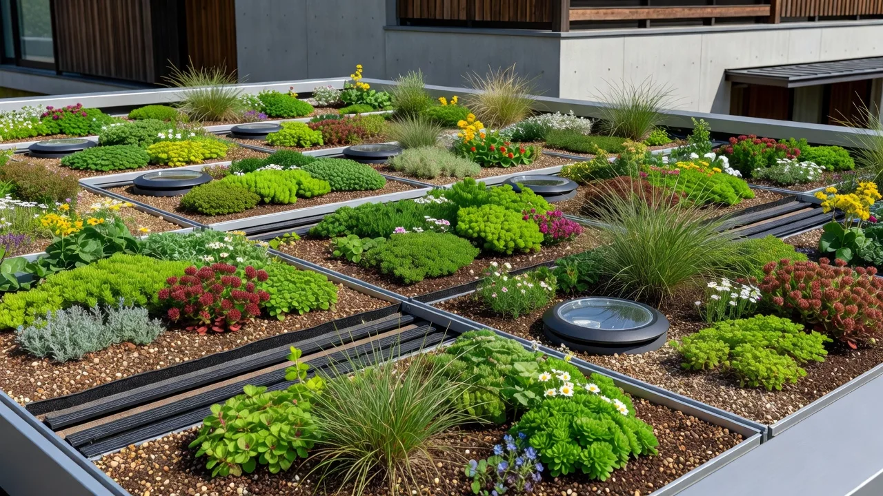 屋上緑化の植栽クローズアップ