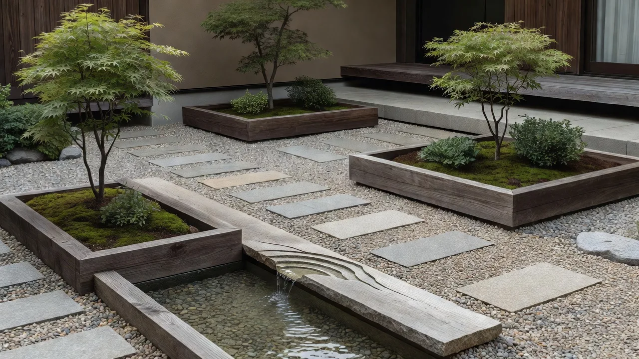 透水性中庭の排水デザイン