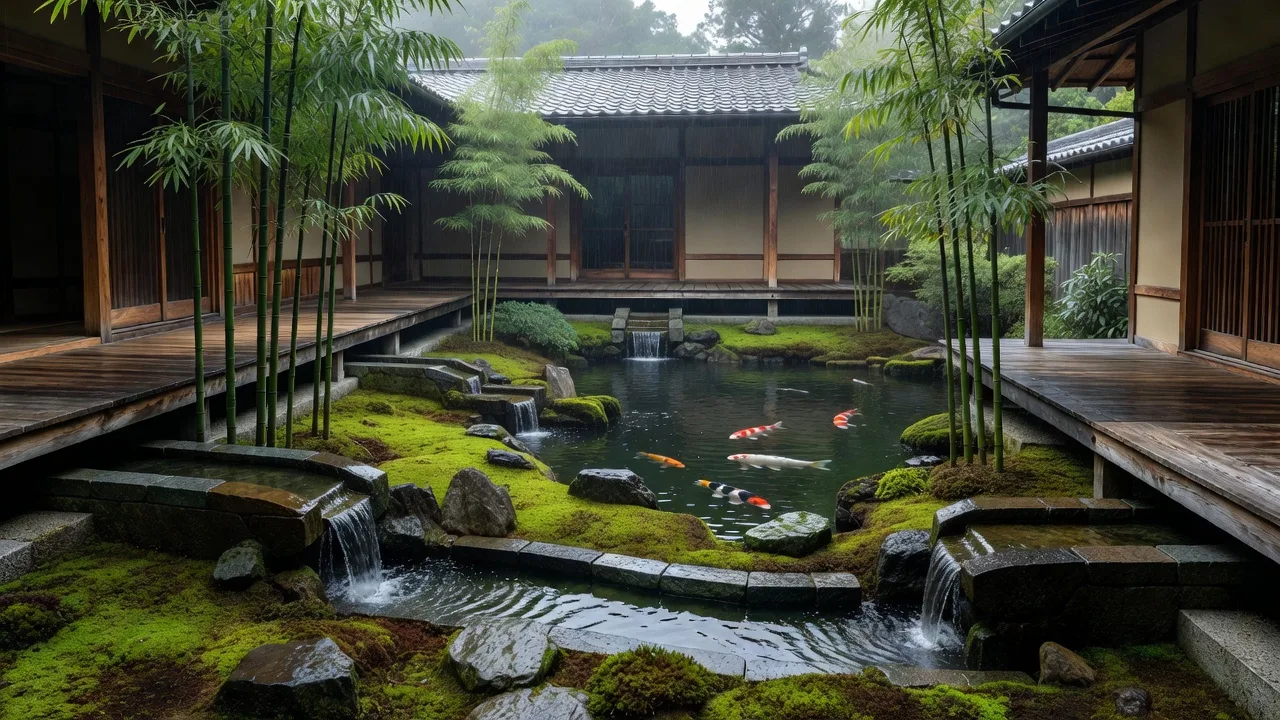旅館の雨水中庭庭園（参考事例）