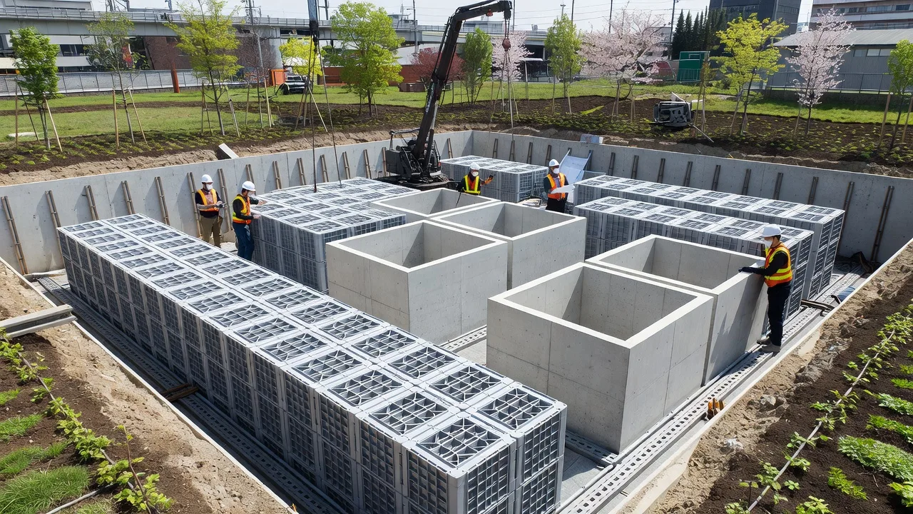地下雨水貯留槽の設置工事